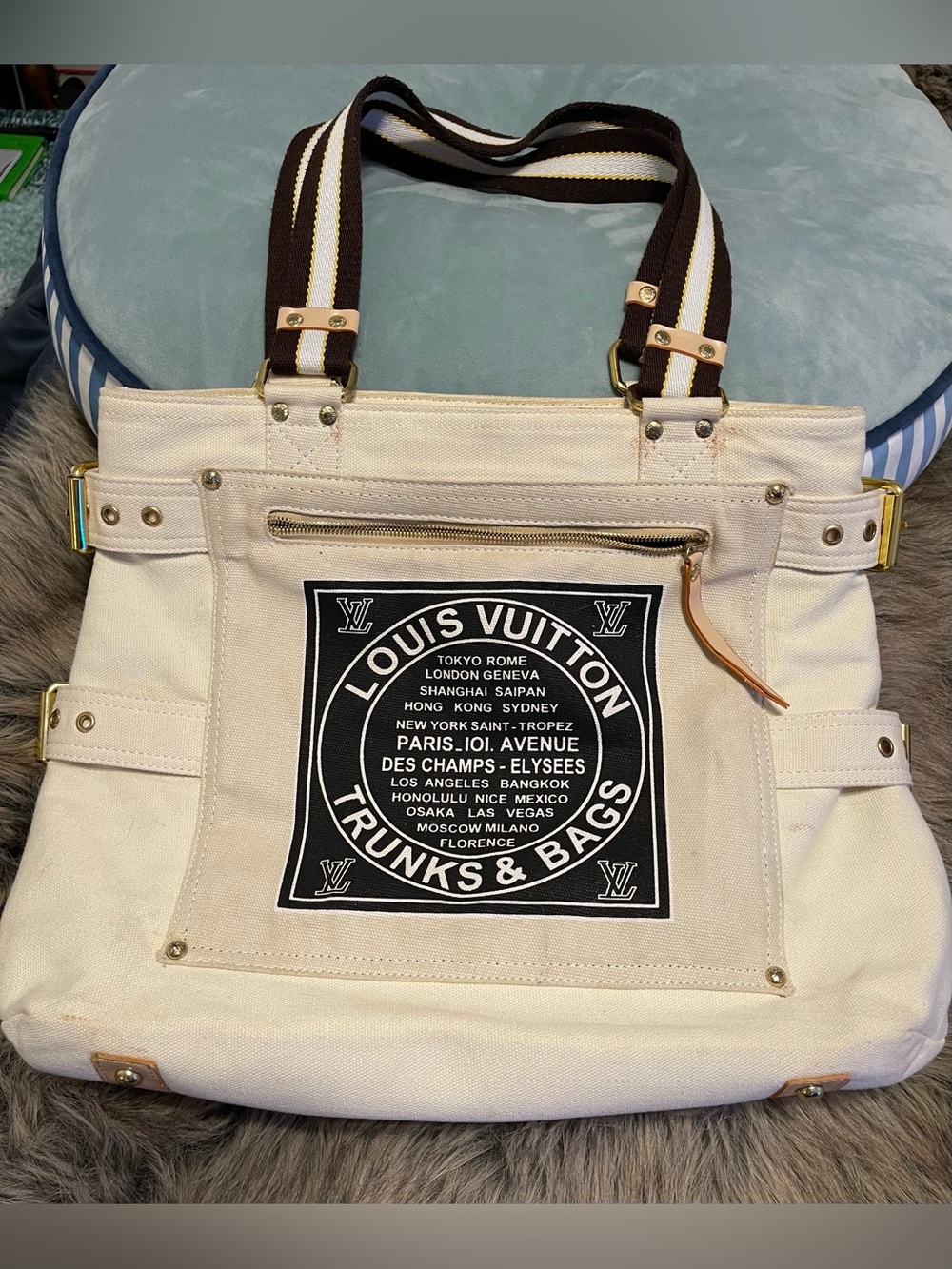Designer inspired logo canvas tote bag